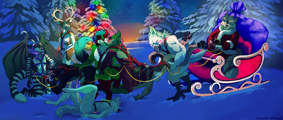 santa sleigh reindeer orgy male female sex christmas