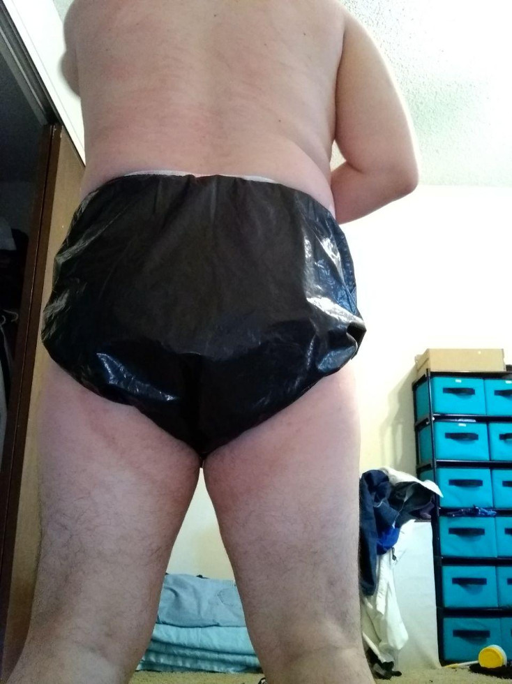 male abdl babyfur diaper plastic pants black